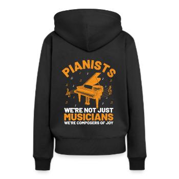 Pianisten Wir sind nicht nur Musiker, wir sind Komponisten - Frauen Premium Bio Hoodie - Schwarz - Hinten - Julia (174cm)