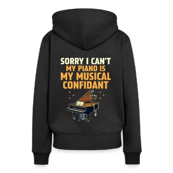 Sorry I can't Mein Klavier ist meine musikalische Vertraute Pia - Frauen Premium Bio Hoodie - Schwarz - Hinten - Julia (174cm)