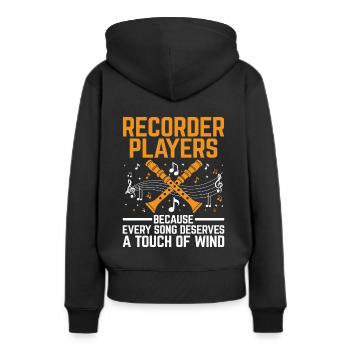 Blockflötenspieler, weil jedes Lied einen Tou verdient - Frauen Premium Bio Hoodie - Schwarz - Hinten - Julia (174cm)