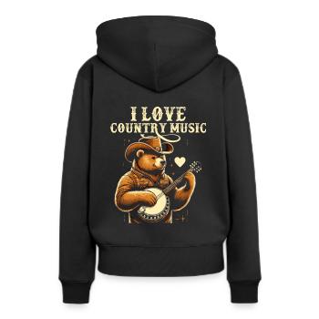 J’aime la musique country Cowboy Ours Song Lover - Sweat à capuche Premium bio Femme - noir - Dos - Julia (174cm)