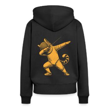Dubbing Katze Fechter Zaun Schwert Degen Fechten - Frauen Premium Bio Hoodie - Schwarz - Hinten - Julia (174cm)