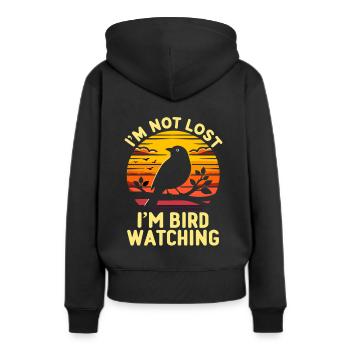 Je ne suis pas perdu Je suis ornithologue ornithologue - Sweat à capuche Premium bio Femme - noir - Dos - Julia (174cm)