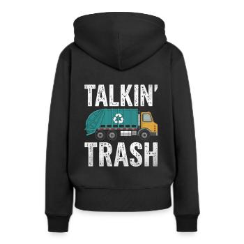 Sprechender Müllsammler Müll Müll sammeln - Frauen Premium Bio Hoodie - Schwarz - Hinten - Julia (174cm)