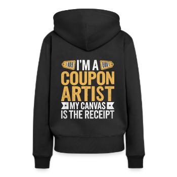 Ich bin ein Gutscheinkünstler Meine Leinwand ist die Quittung - Frauen Premium Bio Hoodie - Schwarz - Hinten - Julia (174cm)
