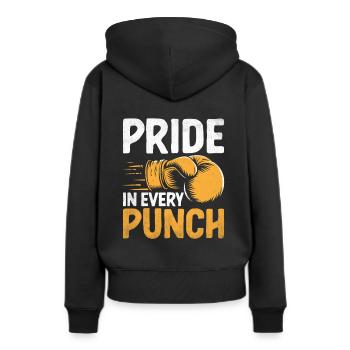Fierté dans chaque coup de poing Boxeur Sports Force Athlète - Sweat à capuche Premium bio Femme - noir - Dos - Julia (174cm)