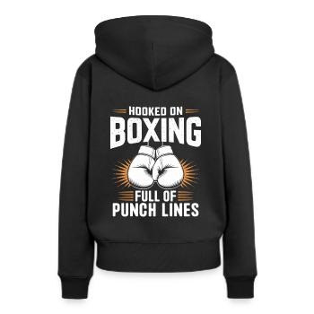 Accro à la boxe pleine de punchlines Boxer Sports - Sweat à capuche Premium bio Femme - noir - Dos - Julia (174cm)