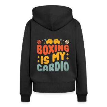 La boxe est mon cardio boxeur sport musculation gym - Sweat à capuche Premium bio Femme - noir - Dos - Julia (174cm)