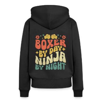Boxeur le jour Ninja la nuit Boxer Sports Gym - Sweat à capuche Premium bio Femme - noir - Dos - Julia (174cm)