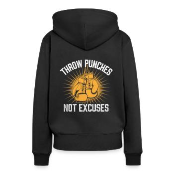 Lancer des coups de poing n’excuse pas Boxeur Sports Gymnase Athlète - Sweat à capuche Premium bio Femme - noir - Dos - Julia (174cm)