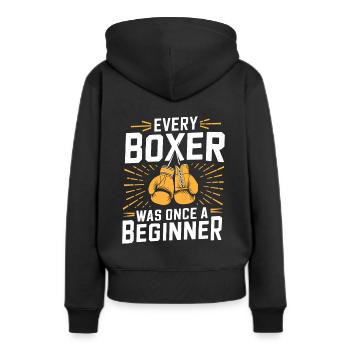 Chaque boxeur était autrefois un boxeur débutant Sports - Sweat à capuche Premium bio Femme - noir - Dos - Julia (174cm)