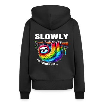 lentement je sors - Sweat à capuche Premium bio Femme - noir - Dos - Julia (174cm)