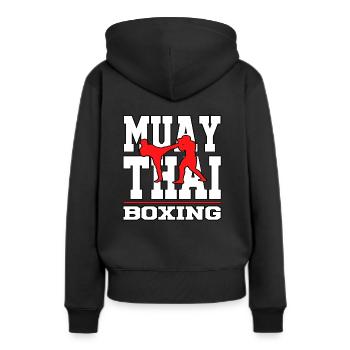 Muay Thai thai boxing boxing kickboxing sport t-shirt - Sweat à capuche Premium bio Femme - noir - Dos - Julia (174cm)