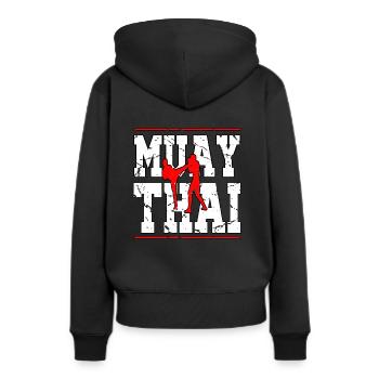 Muay Thai thai boxing kickboxing kick boxer - Sweat à capuche Premium bio Femme - noir - Dos - Julia (174cm)