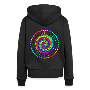 Bunte Regenbogen Mandalas & Sixties Flower Power - Frauen Premium Bio Hoodie - Schwarz - Hinten - Julia (174cm)