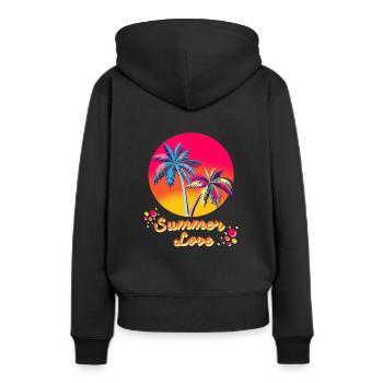 Été, soleil, plage, vacances, cadeau - Sweat à capuche Premium bio Femme - noir - Dos - Julia (174cm)