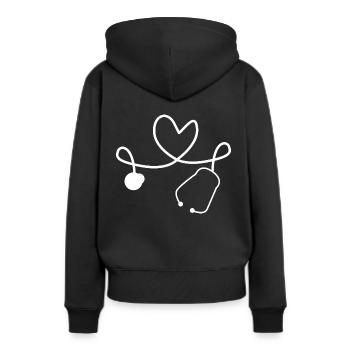 Pflege Krankenschwester - Frauen Premium Bio Hoodie - Schwarz - Hinten - Julia (174cm)