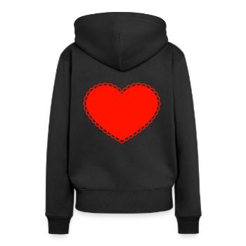 Herz - Frauen Premium Bio Hoodie - Schwarz - Hinten - Julia (174cm)
