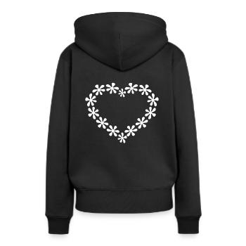 Herz - Frauen Premium Bio Hoodie - Schwarz - Hinten - Julia (174cm)
