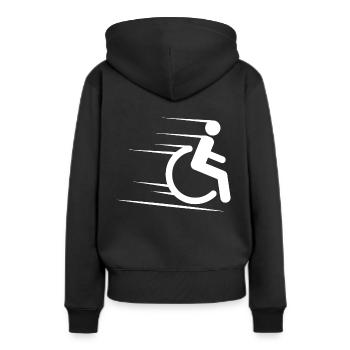 Rollstuhl Behinderung - Frauen Premium Bio Hoodie - Schwarz - Hinten - Julia (174cm)