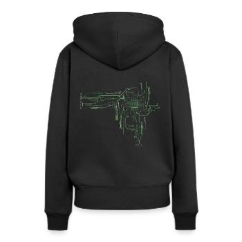 Platine de l’ordinateur - Sweat à capuche Premium bio Femme - noir - Dos - Julia (174cm)