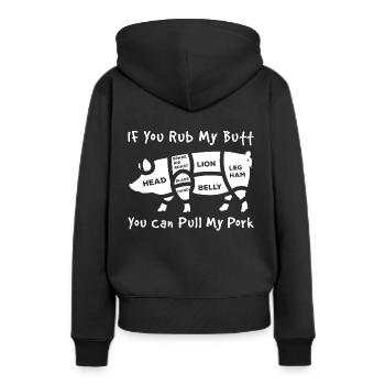 Schlachter - Frauen Premium Bio Hoodie - Schwarz - Hinten - Julia (174cm)