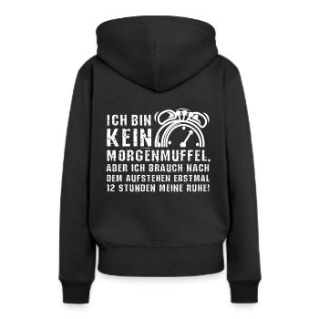 Morgenmuffel - Frauen Premium Bio Hoodie - Schwarz - Hinten - Julia (174cm)
