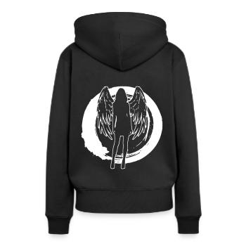 Frau mit Fluegel 2reborn - Frauen Premium Bio Hoodie - Schwarz - Hinten - Julia (174cm)