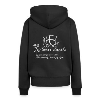 J'apprends le danois - Sweat à capuche Premium bio Femme - noir - Dos - Julia (174cm)