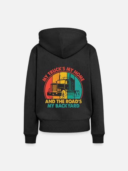 Trucker Driving Dad Trucker Father Truck Driver - Women’s Premium Organic Hoodie - black