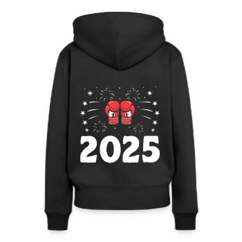 Nouvel An 2025 Boxer Sports Force Gym Athlète - Sweat à capuche Premium bio Femme - noir - Dos - Julia (174cm)