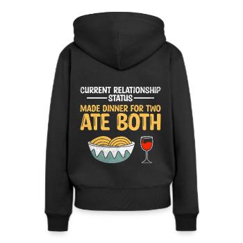 Aktueller Beziehungsstatus Zubereitetes Abendessen für zwei - Frauen Premium Bio Hoodie - Schwarz - Hinten - Julia (174cm)
