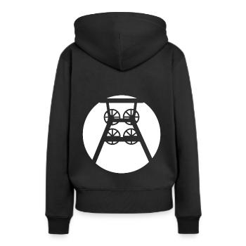 Ruhrpott Zeche Förderturm (w) - Frauen Premium Bio Hoodie - Schwarz - Hinten - Julia (174cm)