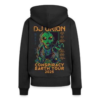 Dj Orion - Earth Tour 2025 - Frauen Premium Bio Hoodie - Schwarz - Hinten - Julia (174cm)