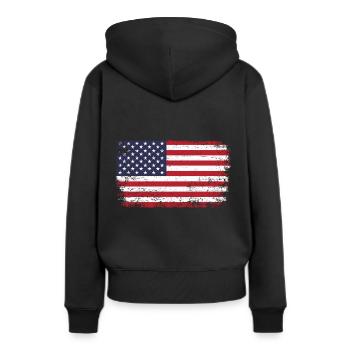 Drapeau usa - Sweat à capuche Premium bio Femme - noir - Dos - Julia (174cm)