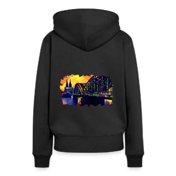 Köln Popart Domblick - Frauen Premium Bio Hoodie - Schwarz - Hinten - Julia (174cm)