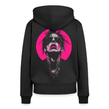 Cooler pinker Gothic-Typ - Frauen Premium Bio Hoodie - Schwarz - Hinten - Julia (174cm)