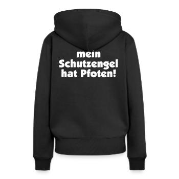 mein Schutzengel hat Pfoten - Frauen Premium Bio Hoodie - Schwarz - Hinten - Julia (174cm)