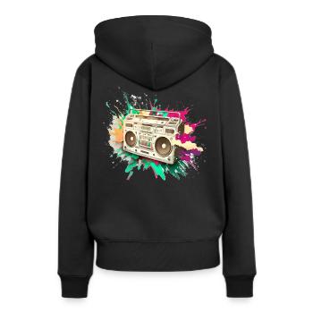 Explosion de peinture stéréo - Sweat à capuche Premium bio Femme - noir - Dos - Julia (174cm)