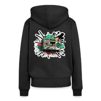 Explosion stéréo - Sweat à capuche Premium bio Femme - noir - Dos - Julia (174cm)