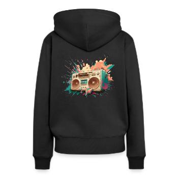 Explosion stéréo - Sweat à capuche Premium bio Femme - noir - Dos - Julia (174cm)