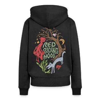 Rotkäppchen und der Wolf - Frauen Premium Bio Hoodie - Schwarz - Hinten - Julia (174cm)