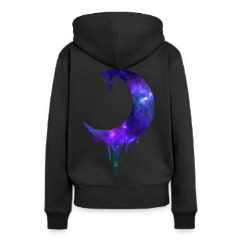Demi-lune avec galaxie - Sweat à capuche Premium bio Femme - noir - Dos - Julia (174cm)