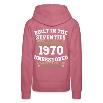 Built in the seventies 1970 52nd birthday men - Women’s Premium Organic Hoodie - mauve - Back - Isabella (175cm)