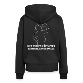 Bier trinken hilft gegen Sonnenbrand im Nacken - Frauen Premium Bio Hoodie - Schwarz - Hinten - Julia (174cm)