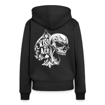 Kiss my Ace - Frauen Premium Bio Hoodie - Schwarz - Hinten - Julia (174cm)