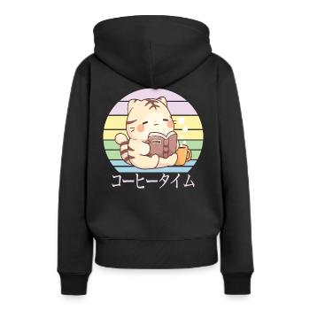 Chat kawaii mignon japonais dood - Sweat à capuche Premium bio Femme - noir - Dos - Julia (174cm)