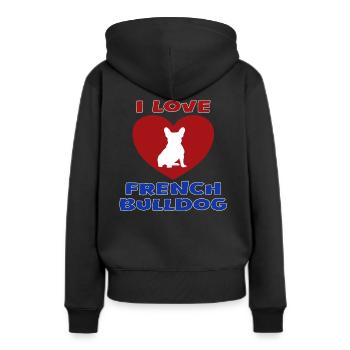 J’aime Bouledogue Français Chien Mignon - Sweat à capuche Premium bio Femme - noir - Dos - Julia (174cm)