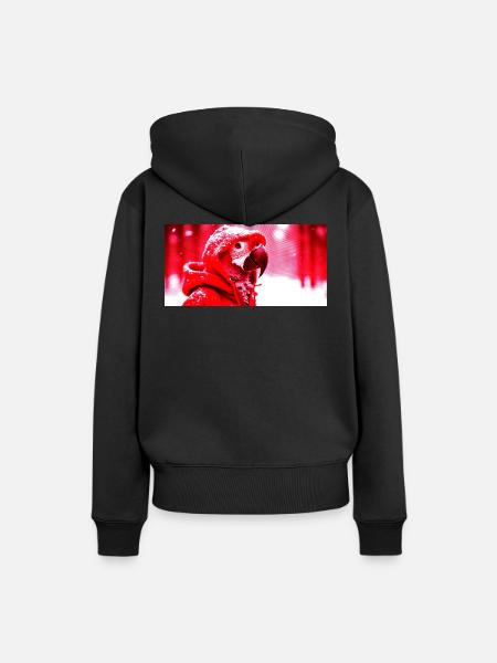 Roter Papagei mit rotem Kapuzenpullover - Frauen Premium Bio Hoodie - Schwarz