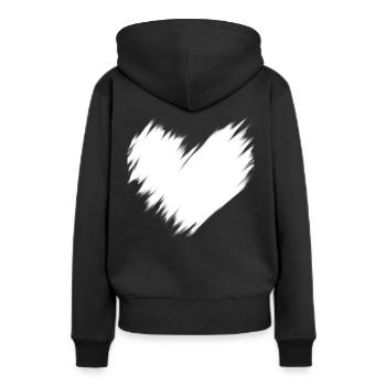 Idée cadeau floue cœur blanc - Sweat à capuche Premium bio Femme - noir - Dos - Julia (174cm)