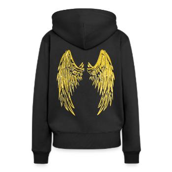 Angel wings Engel fluegel 2reborn yellow - Frauen Premium Bio Hoodie - Schwarz - Hinten - Julia (174cm)
